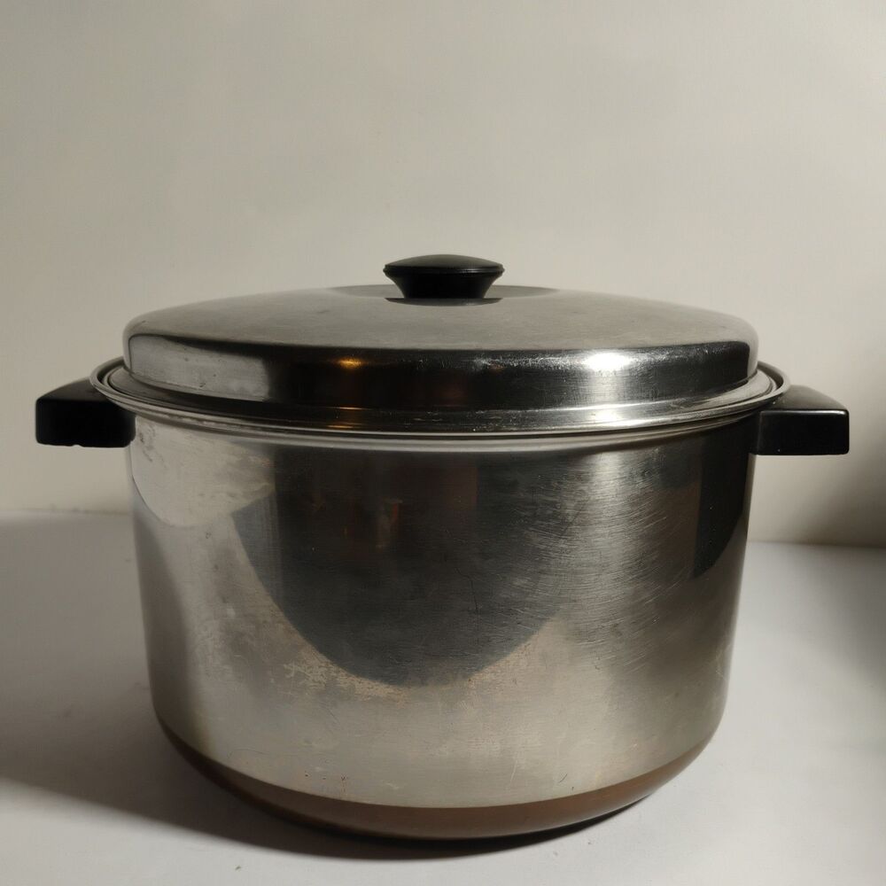 Vintage Eckoware Thick Copper Bottom 5qt Stock Pot  W/Lid  Chicago/39  USA